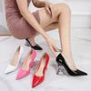 Crystal Heeled Plus Size46 High-heeled Single Shoes, Pointed Shallow Mouth Women's Shoes Mary Jane Shoes