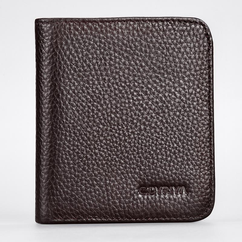 

Ultra-thin mini leather small wallet men s short simple cowhide vertical wallet driver s license card bag men s soft wallet кофейный