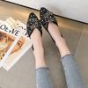 2025 Summer Women's Pointed Toe Bow Mary Jane Flats with Pearls & Rhinestones
