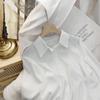 HI-FASHION Chiffon Blouse Women's White Long Sleeve Lapel Tops Spring Korean Shirt Solid Color Loose Shirt Women Plus Size