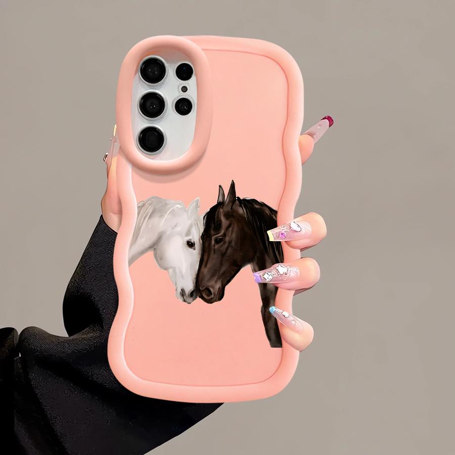 White Black Horse Case for Samsung Galaxy S20 FE S23 Plus A26 S22 Ultra S21 S24 S25 A25 Soft Phone Cover A54 A55 A35 A24 A36 A34