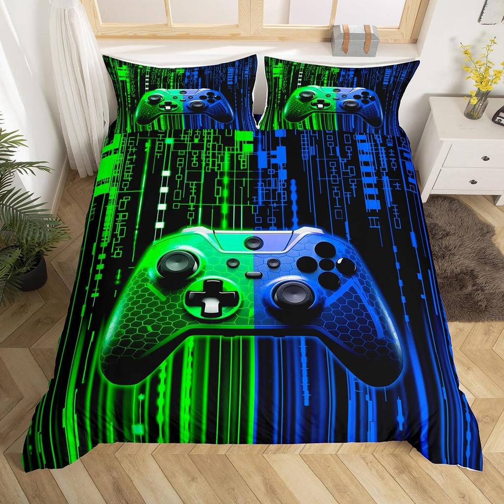 Kinder Jungen Gamer Bettwäsche Set King Queen Rosa Lila Gamer Bettbezug Modernes Gaming Polyester Bettdeckenbezug Spiel Steppdeckenbezug