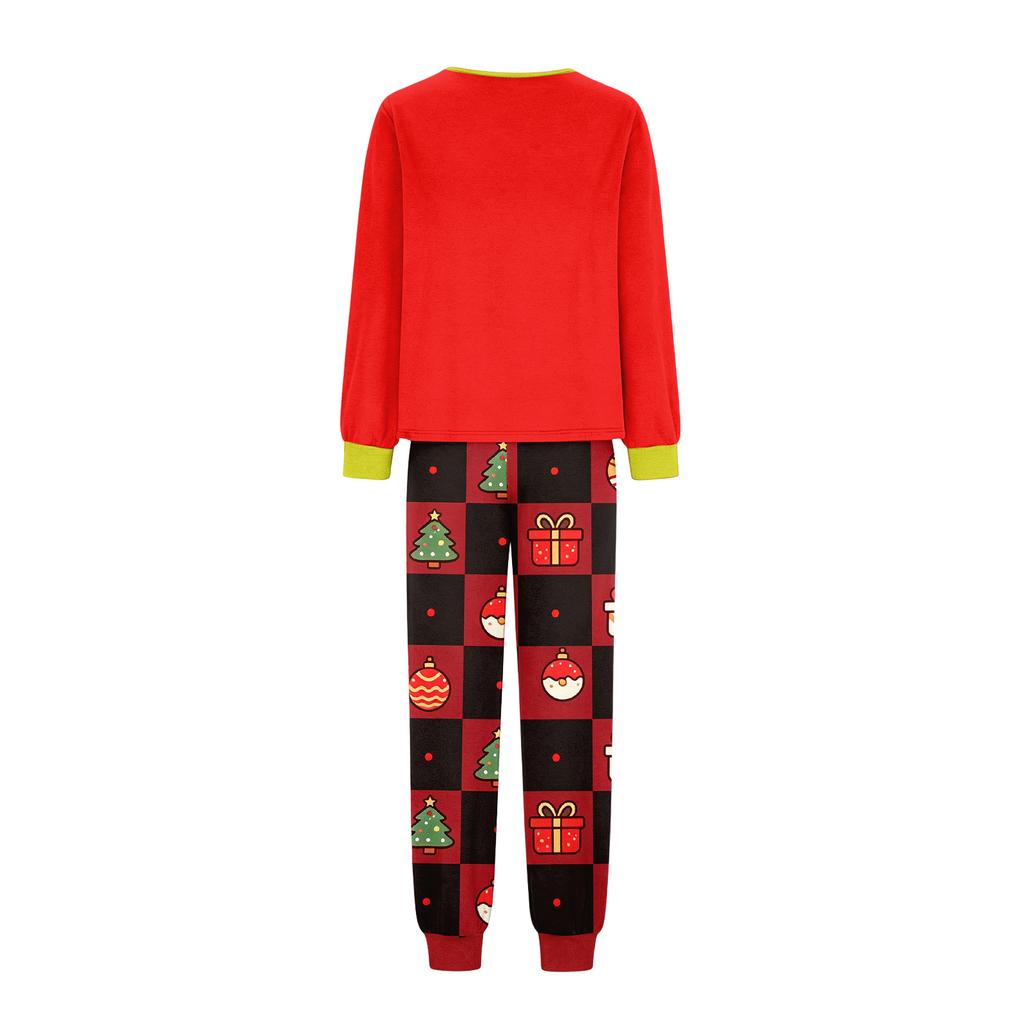 Family Matching Christmas Pajamas Set for Parents and Kids, Long Sleeve Neck Printed Pants Set