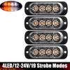 4X4LED Car Strobe Warning Light Grill Flashing Breakdown Emergency Light Car Truck Trailer Beacon Lamp Led Side Light for Car