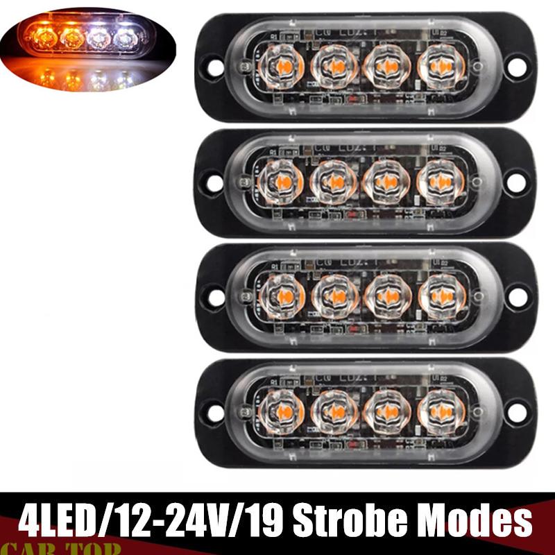 4X4LED Car Strobe Warning Light Grill Flashing Breakdown Emergency Light Car Truck Trailer Beacon Lamp Led Side Light for Car