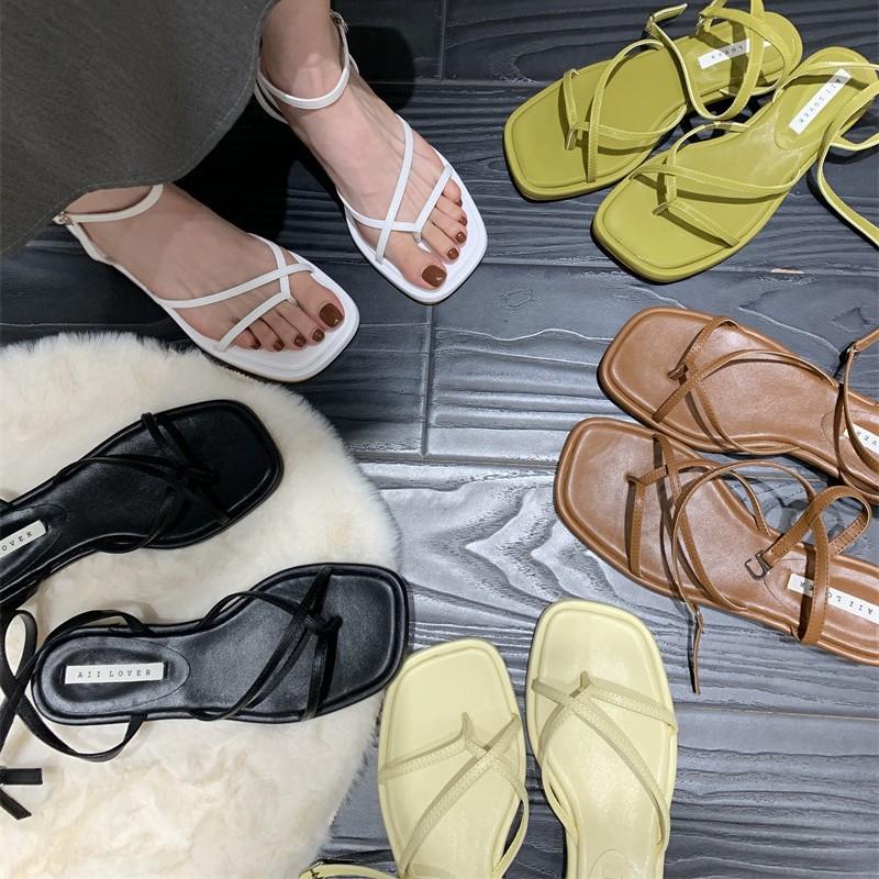

Coarse heel sandals women s summer middle heel 2025 new Korean version thin strap toe thin fairy style gentle Roman shoes 39 светло-коричневого