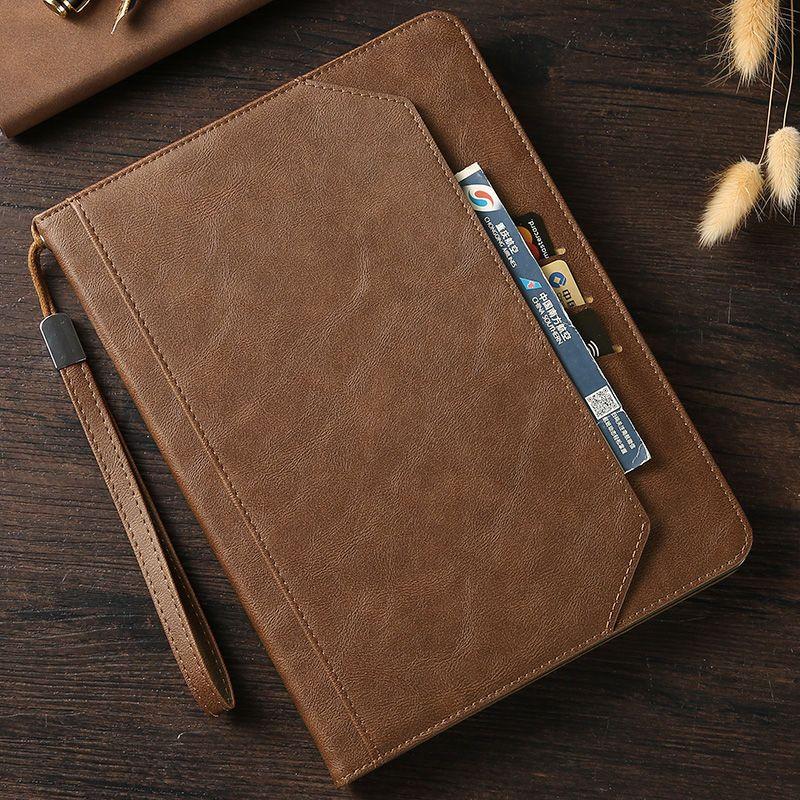 Leather Protective Case for Apple iPad-Brown Stand with Pencil Holder Card Holder Bracelet for iPad Full Series iPad/iPadproiPadair/iPadmini/iPad2024