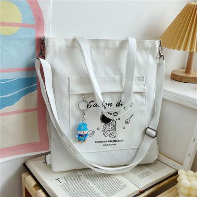 Bag Women's Spring and Autumn Cartoon Ins Personalized Canvas Large Capacity Women's Bag Backpack, Crossbody Handheld Shoulder Bag