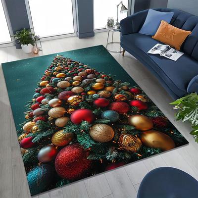 2026 New Merry Christmas Tree Santa Claus New Year Cartoon Carpet Rug for Bedroom Living Room Sofa Home Doormat Decor,Non-slip