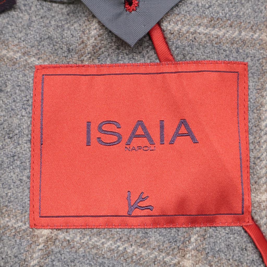 ISAIA 003313 POMPEI cashmere windowpane check tailored jacket Jacket 48 grayUsed