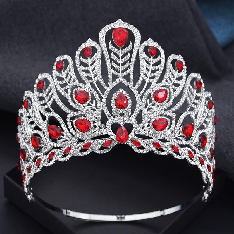 Adjustable Size High Tiaras and Crowns Large Wedding Tiara for Bride Headdress Princess Party Pageant Hair Jewelry Bridal Crown