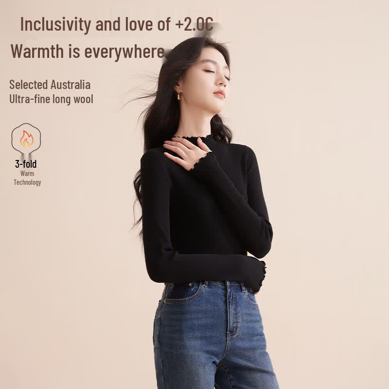 Xiangying Anti-Pilling Wool Blend Mock Neck Sweater