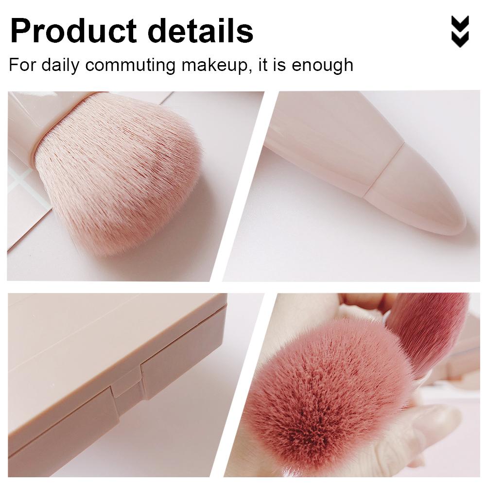 Sada 5 ks cestovních štětců na make-up Mini štětce na make-up, sada malých kompletních kosmetických štětců s pouzdrem a zrcadlem Perfe