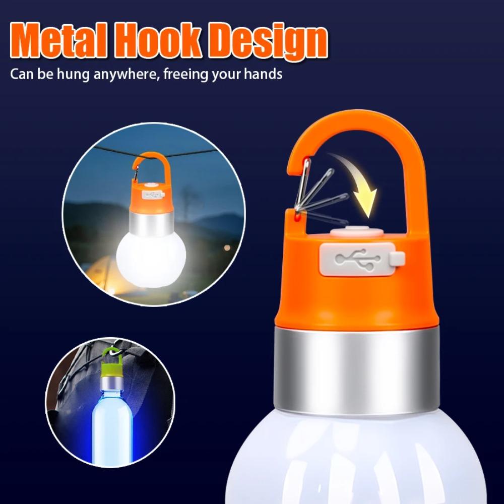 Portable LED Camping Light USB Rechargeable Tent Lamp with Hook Detachable Bulb Bottle Lamp Waterproof Outdoor Working Lantern