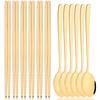 12pcs Colorful Dinnerware Set Korean Style Spoon Non-slip Chopsticks Cutlery Mirror Stainless Steel Flatware Kitchen Tableware