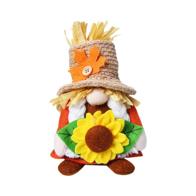 Fall Decoration Harvest Thanksgiving Decorations Gnomes Plush Elf Dwarf Doll Figurine with Pumpkins Autumn Maples
