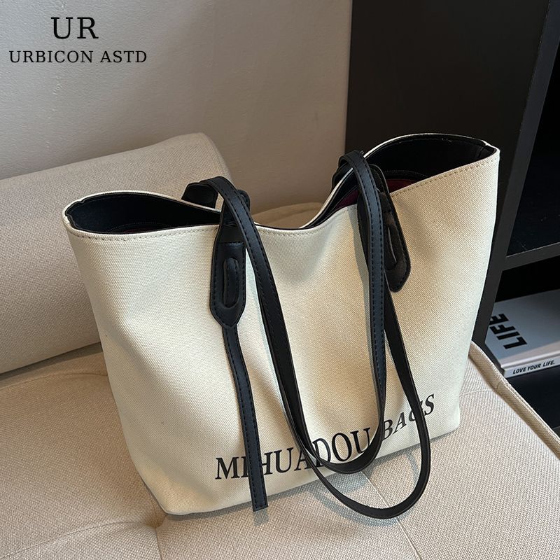 

Women s Canvas Bag for Work Special-Interest Design Fancy White with Black