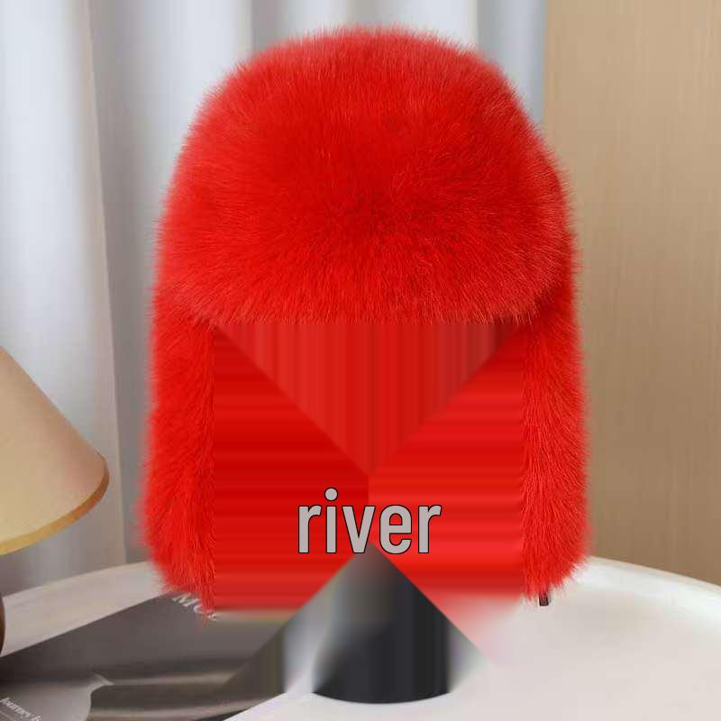 Cappello invernale coreano da donna in peluche Lei Feng - Berretto spesso, alla moda e antifreddo per la protezione delle orecchie, perfetto per lo sci