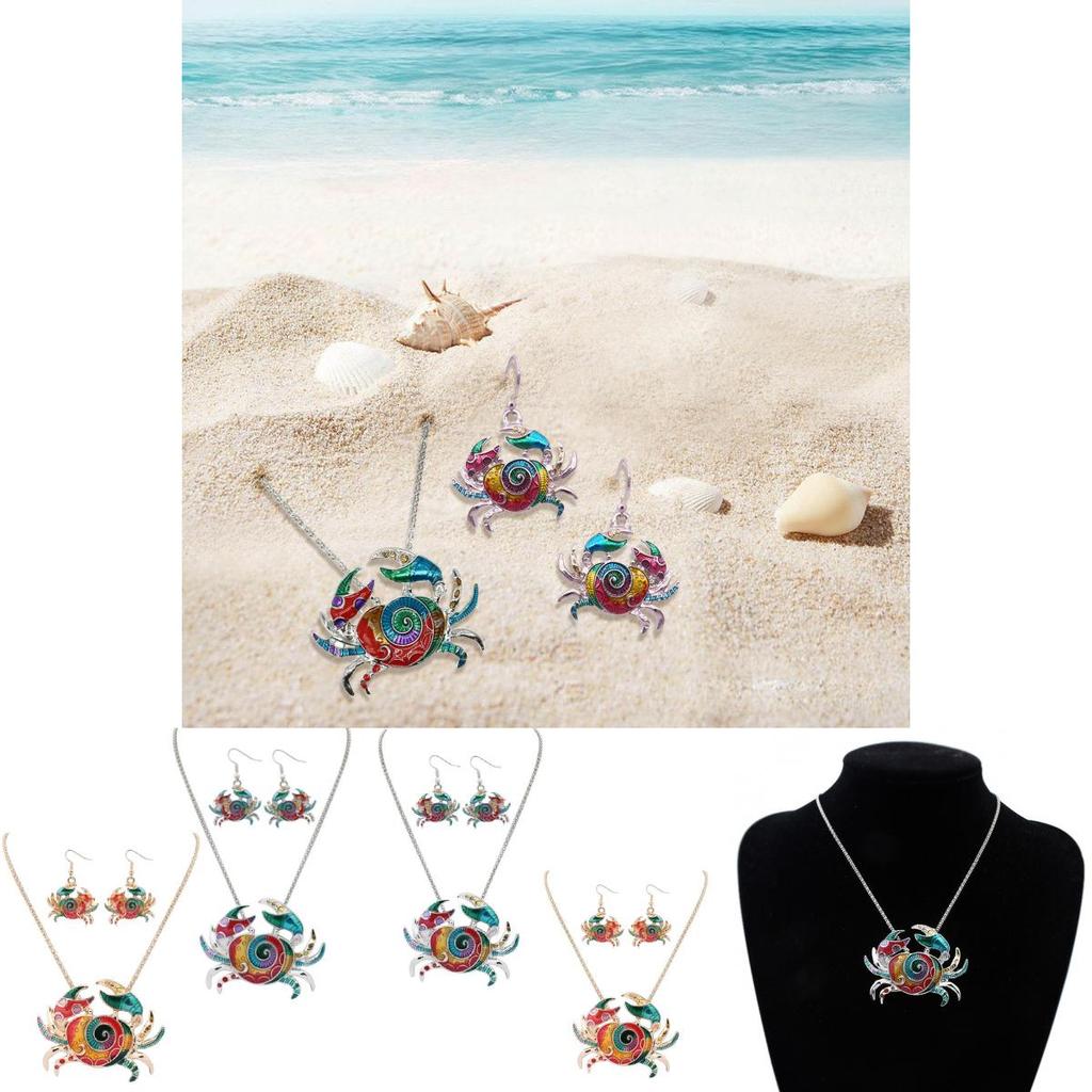 Charming Crab Jewelry Set Featuring Stylish Alloy Necklace And Earrings For Women