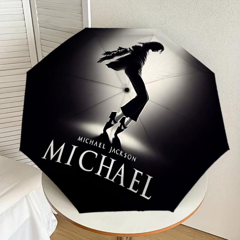 1pc Michael Jackson Automatic Folding Umbrella, Portable Collapsible Design, Casual Outdoor Accessory L1202022