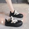 Black Sneakers Woman Flats Shoes Trend Round Toe Spring Autumn Sneakers Women Vulcanized Shoes Lace Up Non-slip Casual Sneakers