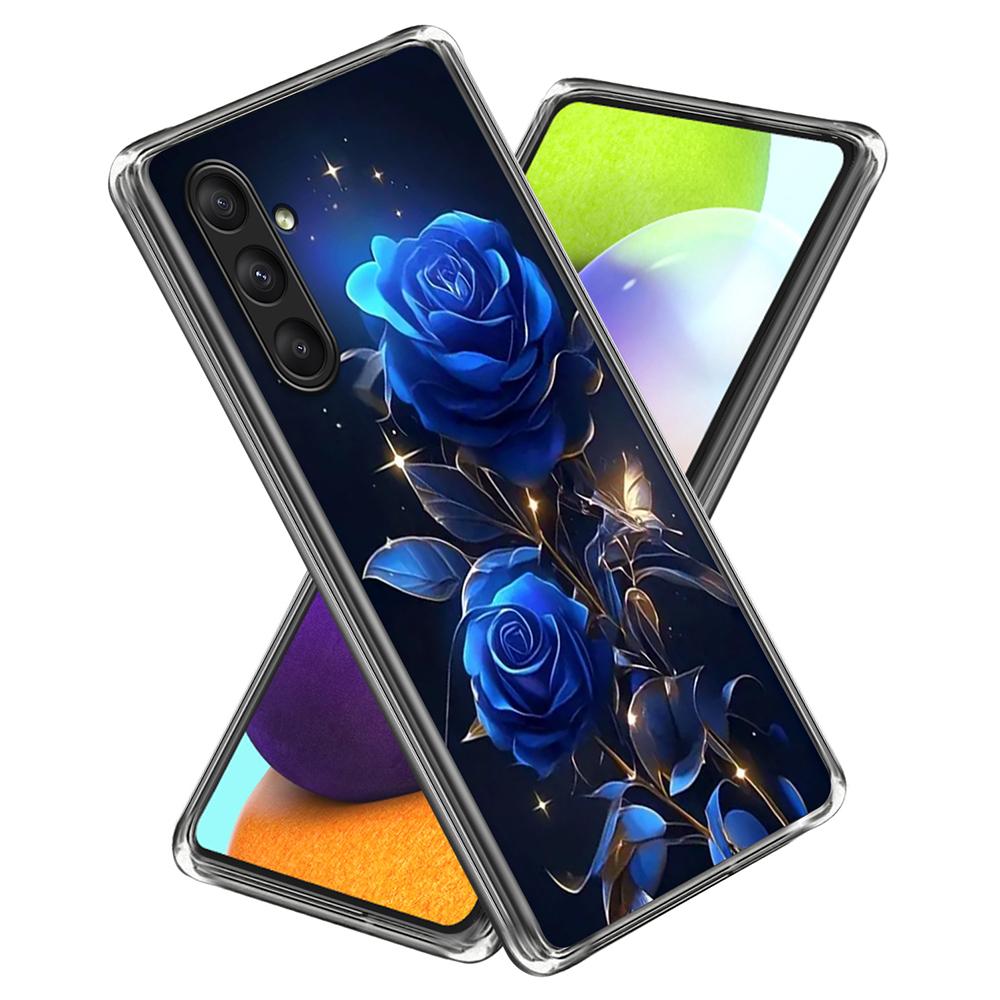 

For Samsung Galaxy A24 4G (162.1 x 77.6 x 8.3mm) Case Pattern Printed Shockproof TPU Phone Cover Blue Roses