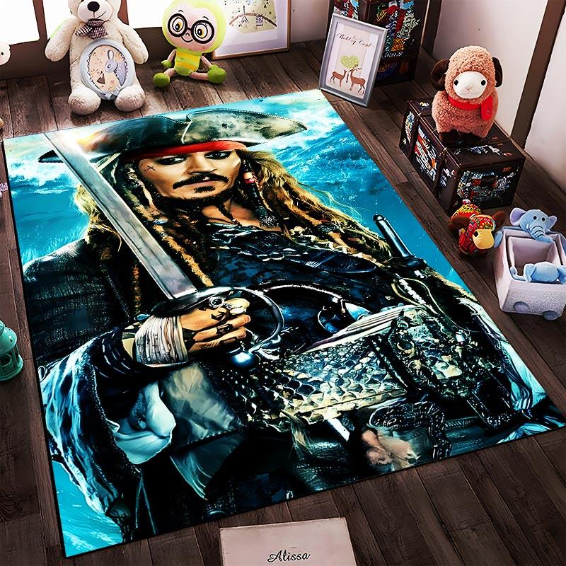 Pirate-Themed Carpet with Sword1Braided Hair1and Ocean Background Design Suitable for Use As an Anti-slip1 For1room and Bedroom Sofas