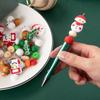 12PCS Red Green Christmas Bead Ballpoint Pen, Santa Claus Snowman Pine Tree Rotating Black Pen,Student Writing Stationery Office Signature Pen Supplie