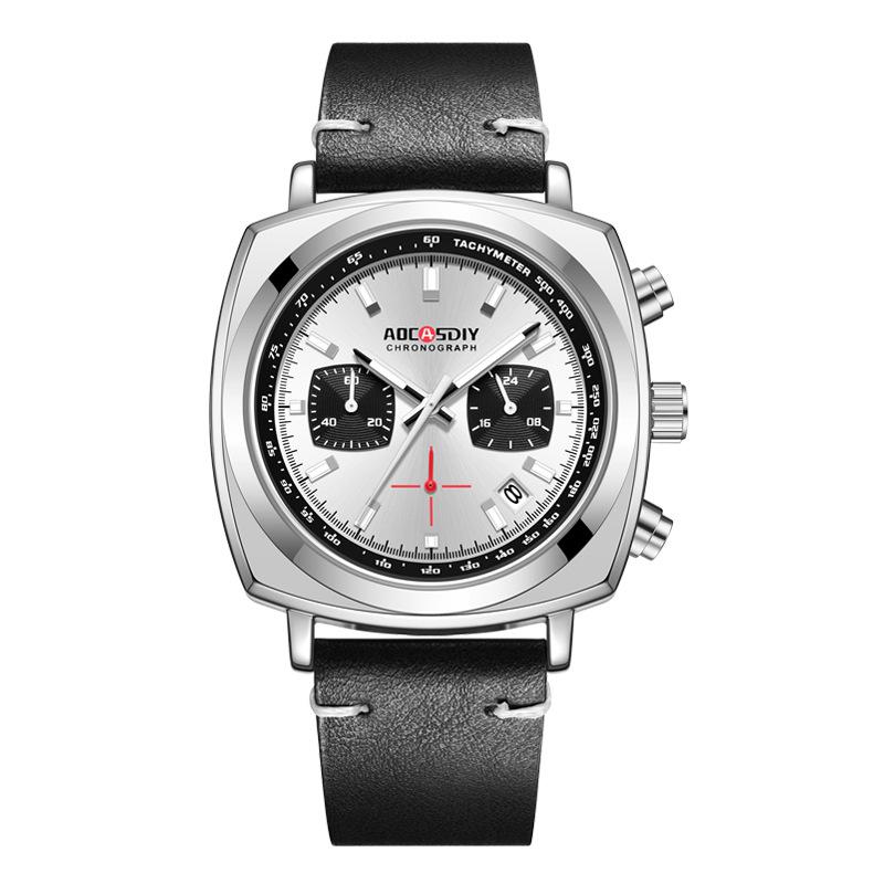 AOCASDIY Men's Outdoor Sports Quartz Watch - Luminous, Waterproof, Leather Strap