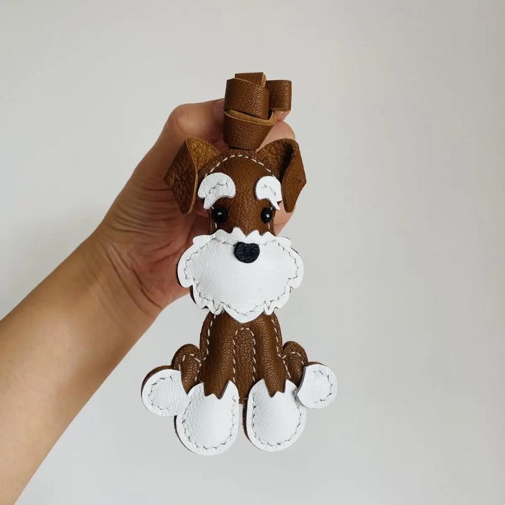 15 Styles Brand Latest Cowhide Bag Pendant & Accessories, Puppy Theme High Quality Key Chain Backpack Charms, Diy Bag Decor Gift