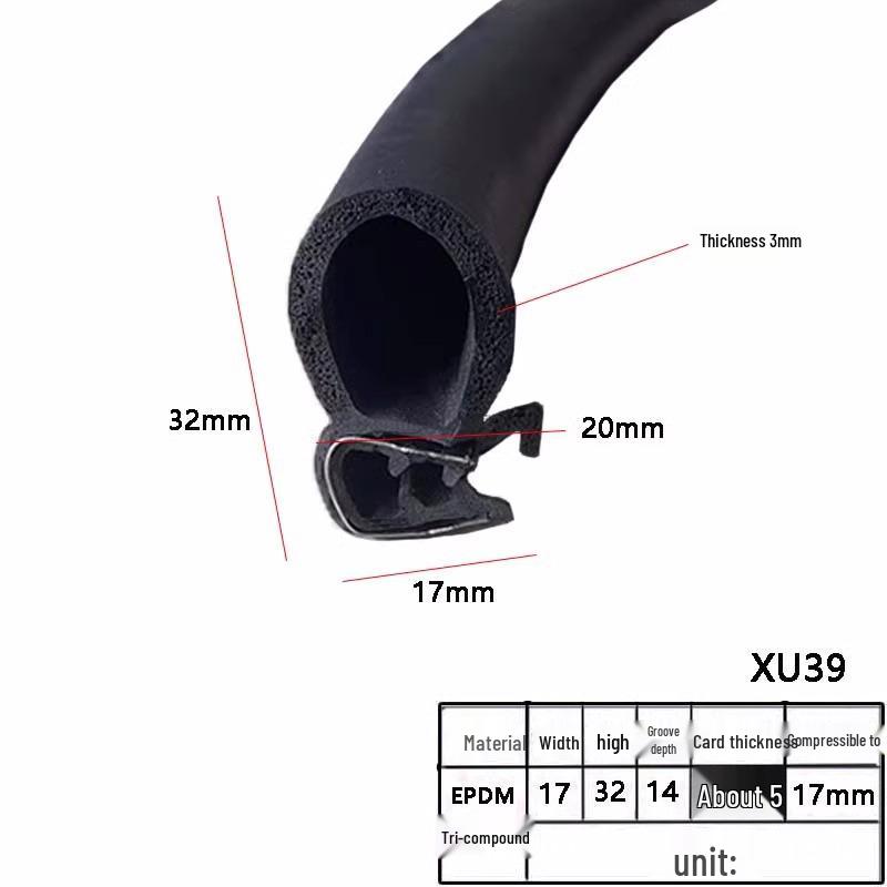 U-Shaped Waterproof Dustproof Rubber Sealing Strip for Cabinets and Car Doors