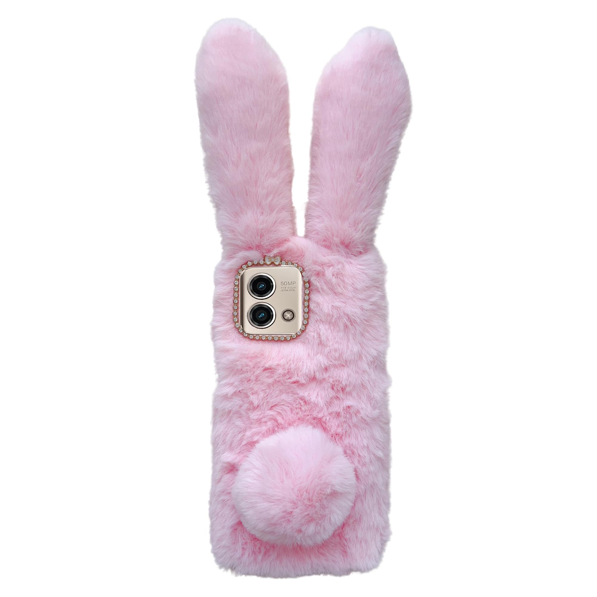 

Для Motorola Moto G Stylus (2023) Чохол для мобільного телефону 3D Кролячі вушка Пухнастий помпон TPU Задня кришка Pink