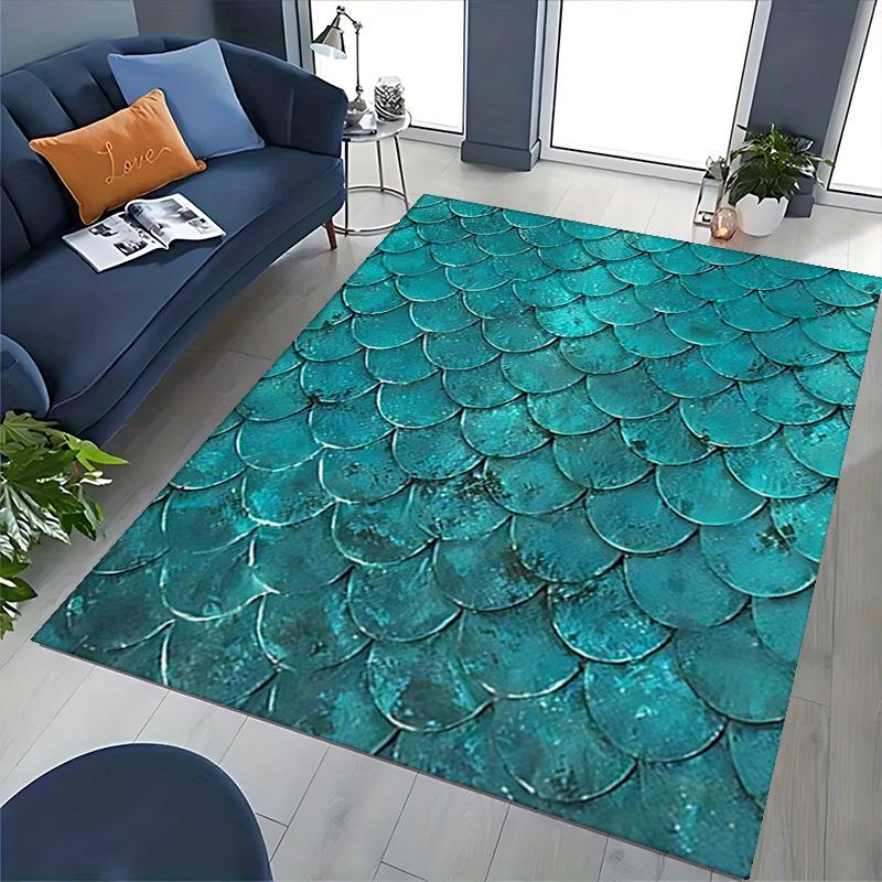 1pc Mermaid Scales Chair Mat - Office Desk Rug, Non-Slip Carpet for Home Decor, Seasonal Gift Idea.P009