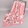 Exquisite Sunscreen Decorative Silk Scarf Women Elegant Peach Blossom Pattern Square Shawl Costume Accessories