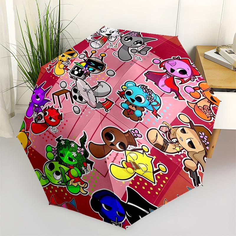 

sprunki Themed Automatic Opening and Closing Umbrella, Compact Travel Umbrella, Lightweight and Portable, Suitable for Beach Commuting Busin