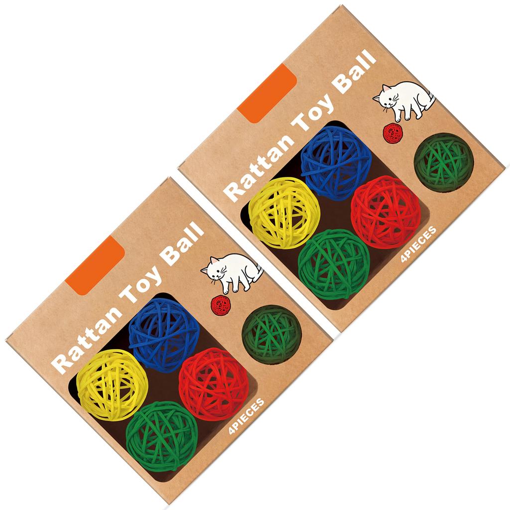 8pcs Cat Toy Ball Rattan Interactive Play Balls for Cats Stimulate Jumping Scratching Instincts Bonding Fun Lightweight