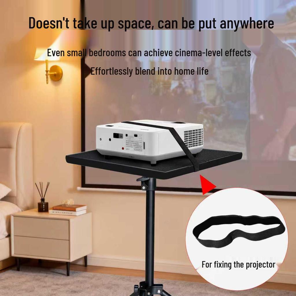 Retractable Adjustable Tripod Projector Stand with Metal Tray and Mobile Gimbal Mount