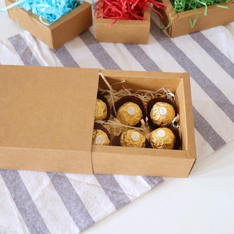 With Clear PVC Window Delicate Drawer Display  Kraft Paper Gift Packing Case Wedding Party Cookie Candy Boxes Anniversary Birthday Gift Boxes 10pcs