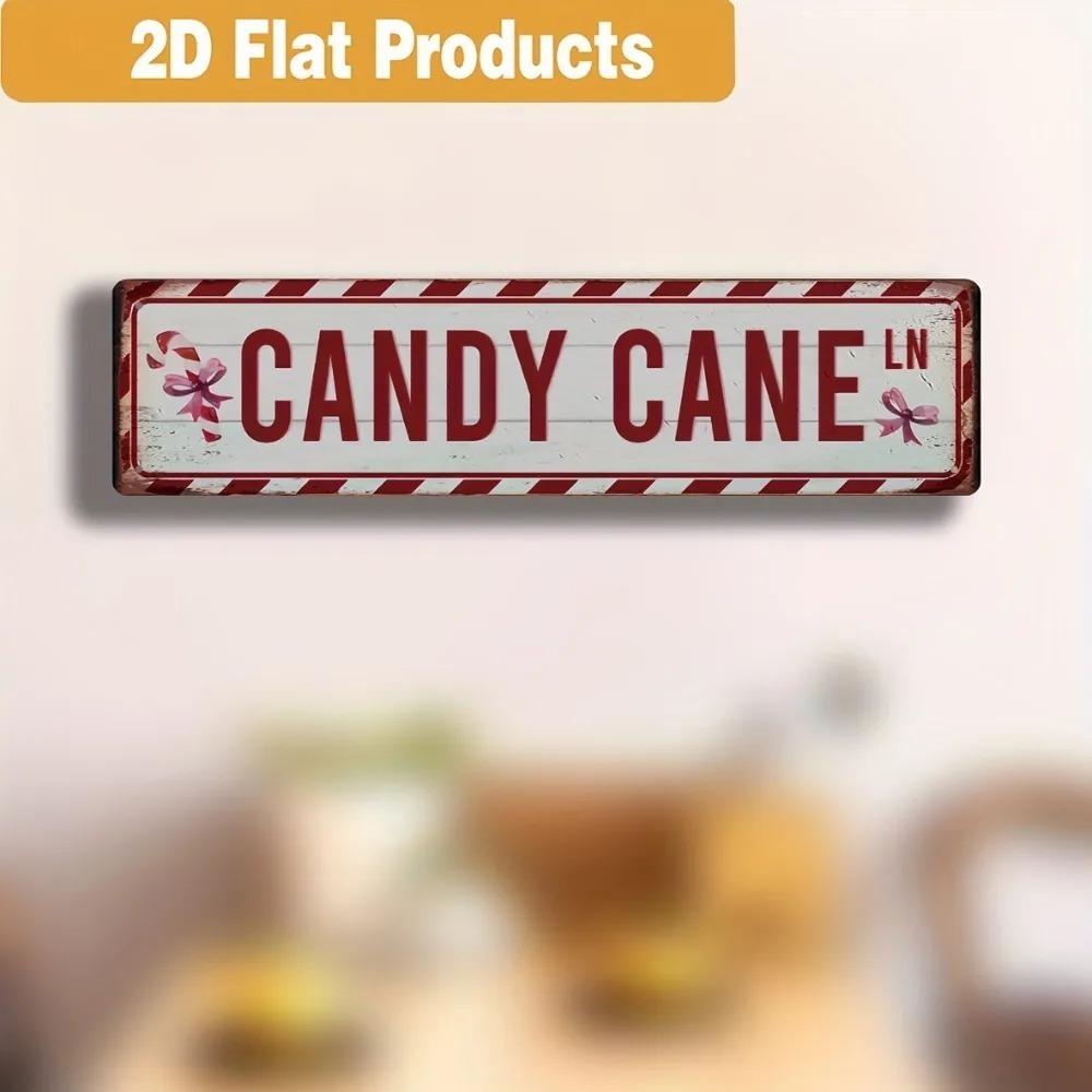 Handmade 2D Candy Cane Sign, Funny Acrylic Rectangle Art, 15.7x3.9in Christmas Wall Farmhouse Decor