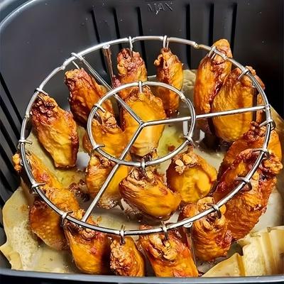 Designad för Airfryers 304 Rostfritt Stål Flernivåställ + 24 Spett Kompatibel med 3QT–6QT Airfryers & Ugnar Ett Måste i Köket för Grillning