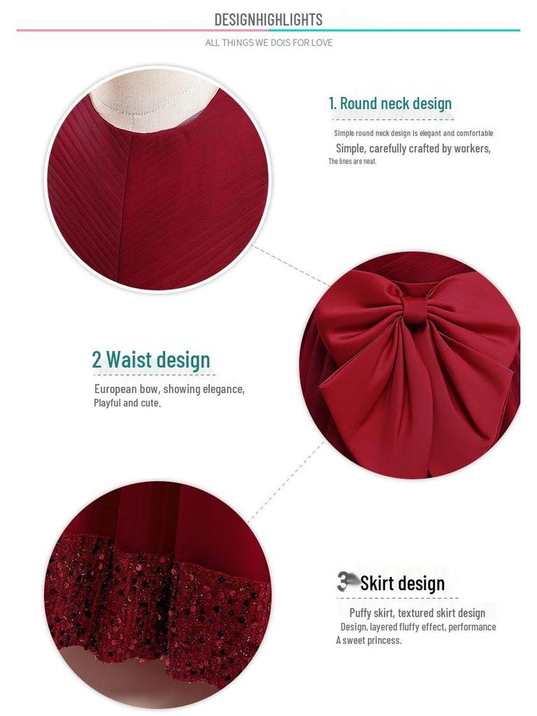 Girls' Sequin Lace Mesh Princess Dress – Evening Runway Style