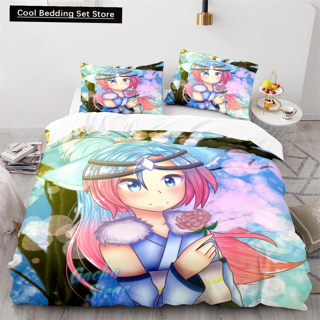3D-tryckt Anime Gacha Life Påslakanset med örngott Polyester Tonåringar Barn Sängklädesset Full Queen King Size Sänglinne