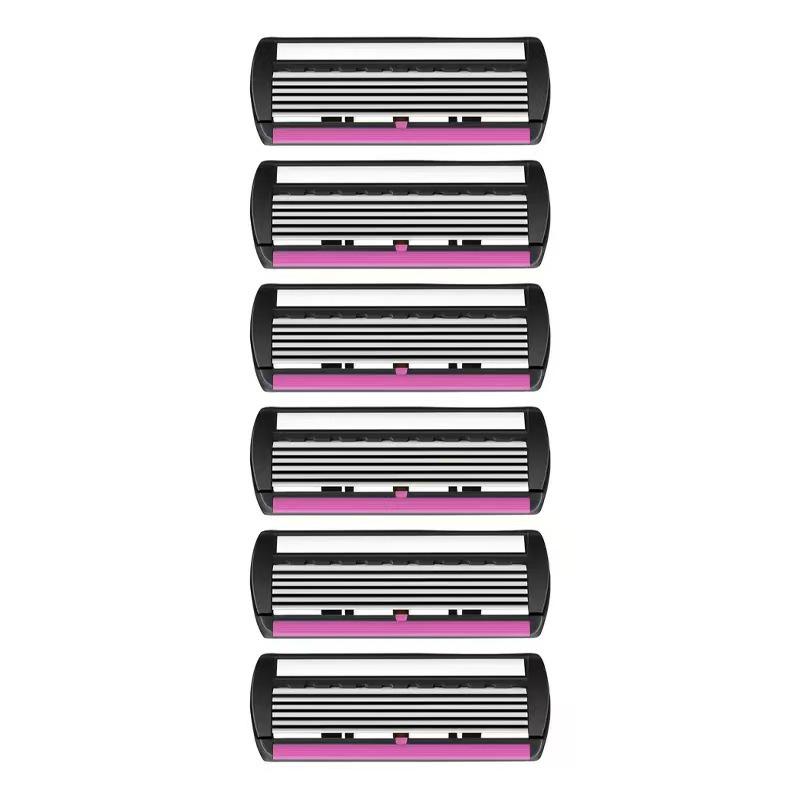 Six-Layer Razor Blade Shaver with Metal Holder for Hair Removal