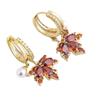Koreanische Trend Zirkon Red Maple Leaf Imitation Perle Baumeln Ohrringe für Frauen Mode-Statement Gold Farbe Ohrring Schmuck