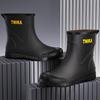 Men's closed rain shoes medium tube water shoes non-slip and wear-resistant rubber shoes thermal cover shoes rain boots non-slip rain boots