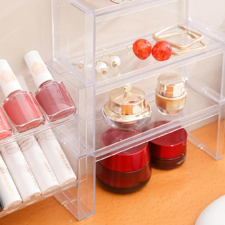 Desktop Clear Storage Holder Transparent Stackable Shelf Home Kitchen Bathroom