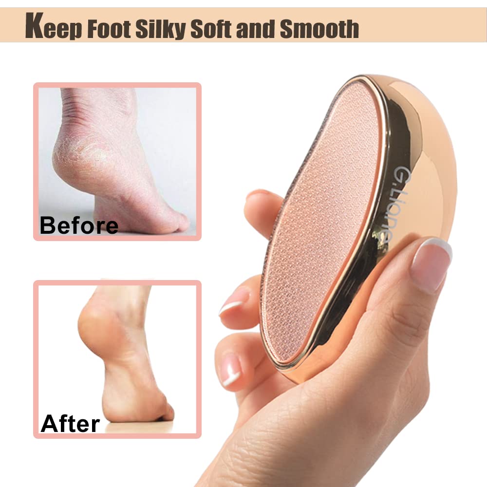 Nano Glass Heel File for Foot Calluses Crystal Glass Heel File for Dry and Wet Hard Skin Gold G.Liane - -