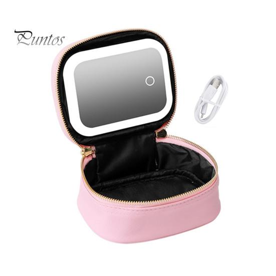 Travel Makeup Bag with LED Mirror Large Capacity Zipper Closure Portable Size Makeup Case Cosmetic Brush Organizer
