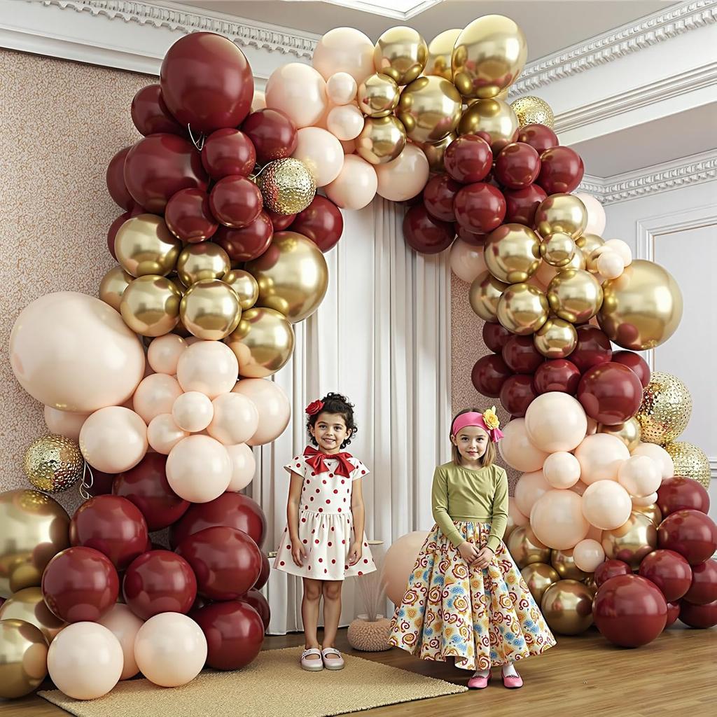 128pcs Burgundy Sand White Gold Balloons Arch Garland Kit,for Birthday Baby Showers Wedding Graduation Valentine's Day Decor 5
