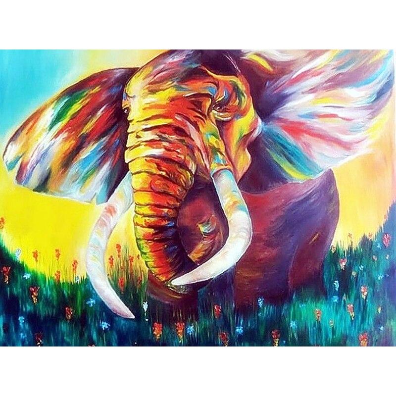 Noua pictură cu diamant 5D DIY, elefanți, broderie cu diamante, animale, punct de cruce, burghiu rotund complet, decorarea casei, cadou de artă manuală